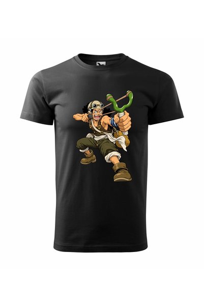 Malfini Tricou personalizat "One Piece – Usopp", Negru, Barbat, Bumbac 100%,