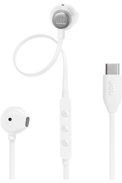 By.HARMAN JBL سماعات أذن JBL TUNE 305C سلكية USB-C عالية الدقة، باللون الأبيض