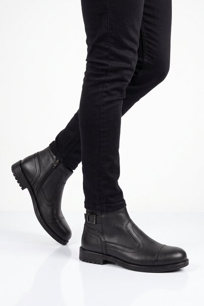 Aspor Black Genuine Leather, Fur Lined, Cold Resistant, Rubber Sole, Zippered...