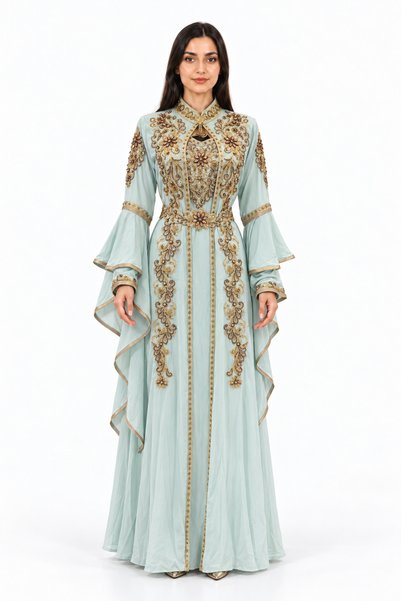 MOHAMED ZAHABI Women's Long Caftan with Embellishment Detailing