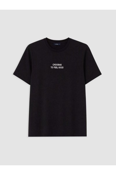 LC Waikiki Black Printed Standard & Regular Short Sleeve Men's T-Shirt
