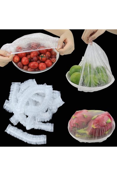 Arabest أكياس حفظ الطعام طازجاً 100 قطعة، أغطية لحفظ الطعام توضع على الأطباق ...