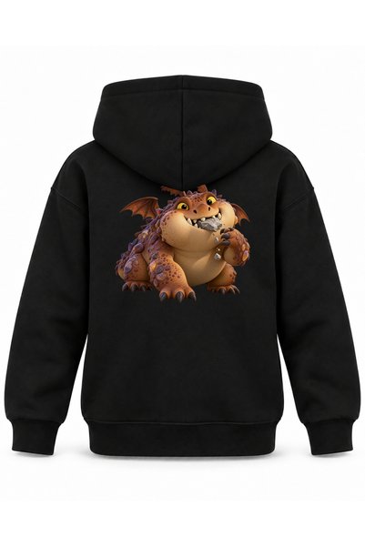 SVART WEAR هودي أسود للأطفال مطبوع عليه How to Train Your Dragon Stone Snack