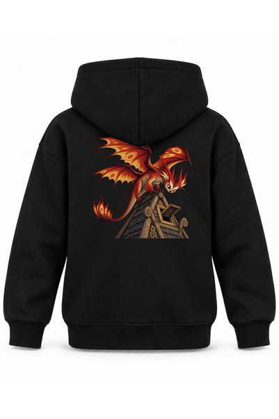 SVART WEAR How to Train Your Dragon Bronze Roof Printed Black Kids Hoodie