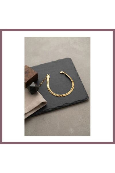 Generic Brand 316L Steel Gold Color Crushed Cuban Chain Model Men's Bracelet ...
