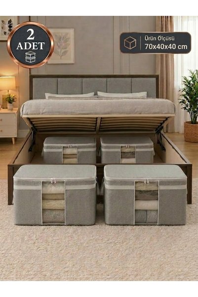 MorOflan 2'li Premium Saklama Hurcu 70x40x40 cm – Yorgan, Battaniye ve Kıyafe...