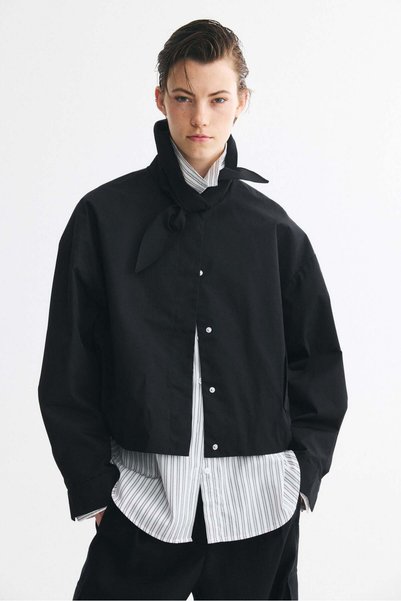 H&M Scarf-collar bubble-hem jacket
