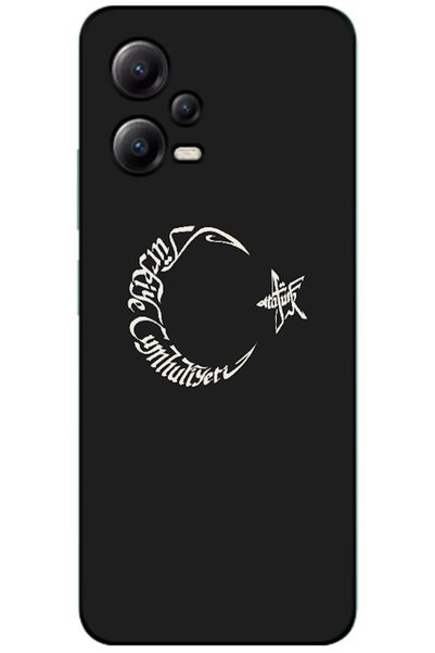 Zebana Poco X5 5g Compatible Case Moon Star and Ataturk Silicone Case (Printed)
