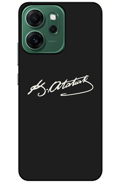 Zebana Oppo Reno14 F Compatible Case Ataturk Signature Silicone Case (Printed)