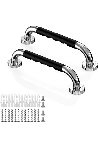 Arabest 2 Pack 12 Inch Stainless Steel Shower Grab Bars,Anti-Slip Silicone Sa...