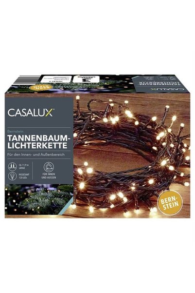 casalux Șir Luminos pentru Brad cu 120 LED-uri – Alb Cald, 11,9 m, Temporizat...