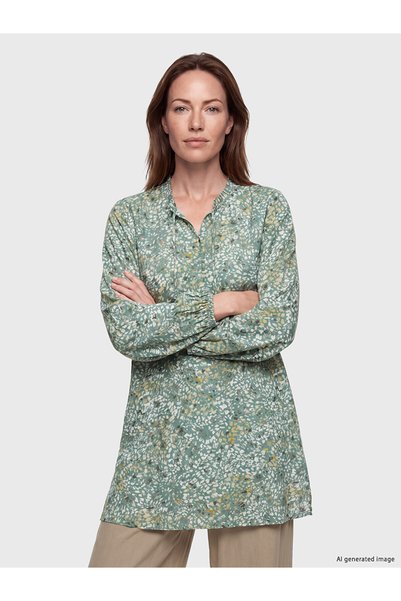 LC Waikiki Nevavm Green Patterned Standard & Regular Women's Tunic with a Dif...