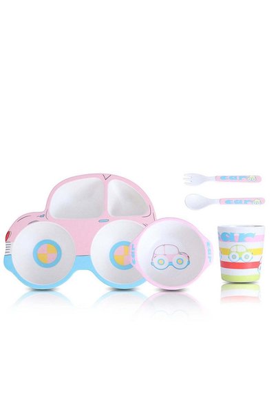 Arabest 5-Piece Lovely Baby Dinnerware Set,Colorful Divided Plate