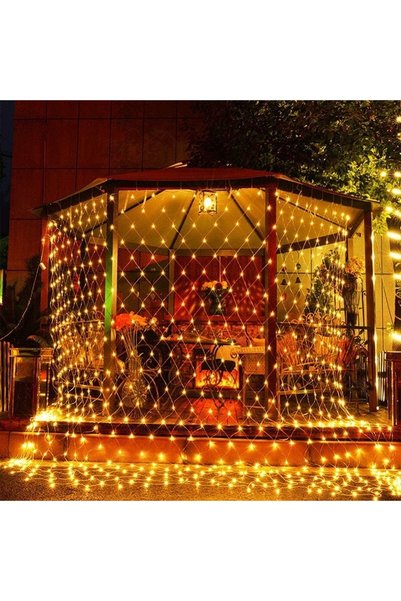 Generic Brand Instalație Crăciun tip plasă 3 m x 3 m, 320 LED alb cald, 8 joc...
