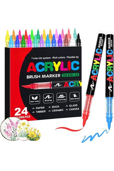 GENERAL Acrylic Paint Pens Markers Set, 24 Vibrant Colors Acrylic Markers,Sof...