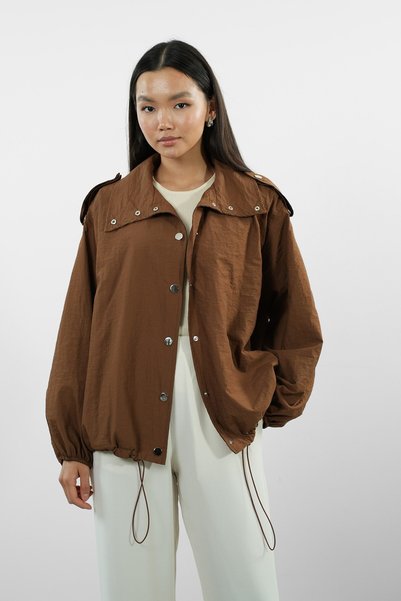Merve Gültekin Snap-Fastener Lined Parachute Sports Jacket