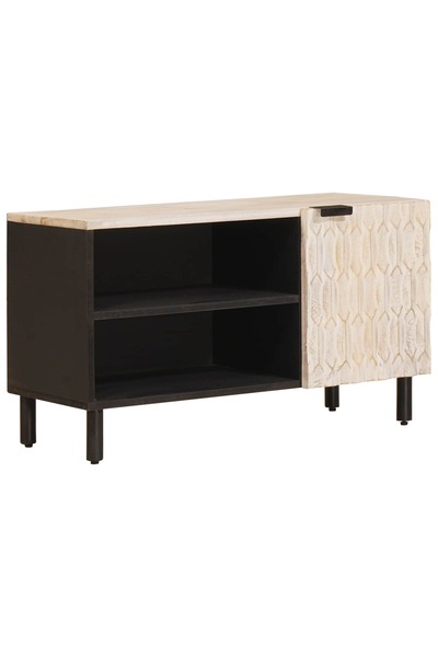 vidaxl Cabinet TV cu depozitare Finisaj Alb Spălat 80 x 33 x 46 cm