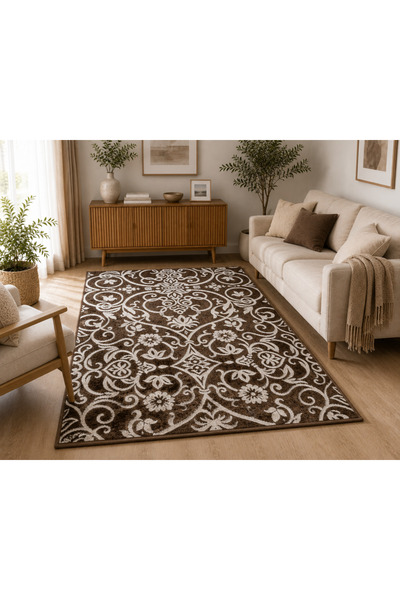 DeltaDesign Model Ramuri 16026, Covor dreptunghiular, Crem/Maro