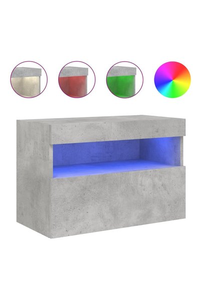 Generic Brand vidaXL Comodă TV de perete cu lumini LED, gri beton, 60x30x40 cm
