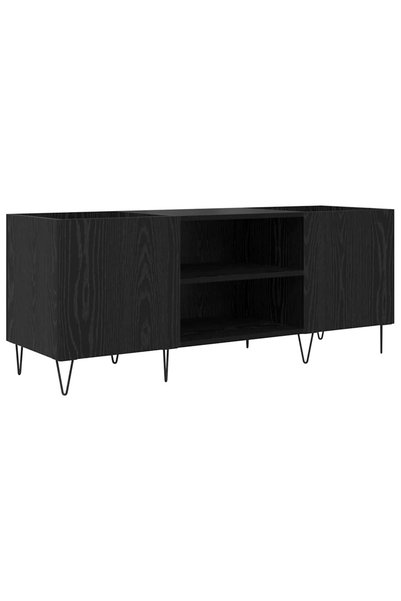 vidaxl Dulap pentru discuri de vinil Stejar Negru 121 x 38 x 48 cm