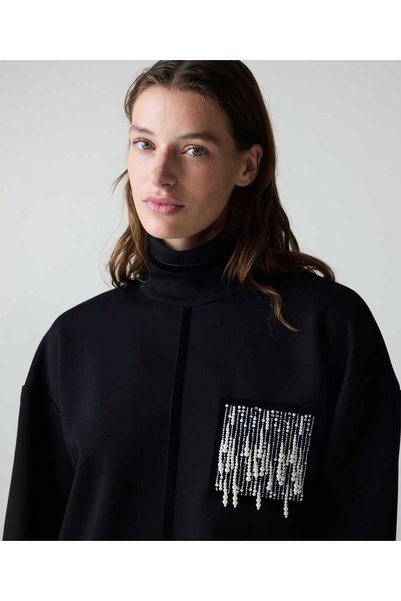 İpekyol Saten biyeli kadife sweatshirt