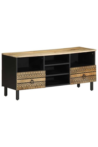 vidaxl Dulap TV, negru, 100x33,5x46 cm, lemn masiv de mango brut
