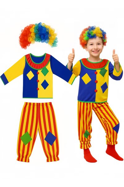 TAPIT 3Pcs Kids Clown Costume Set Circus Costume Boys and Girls Cosplay Costu...
