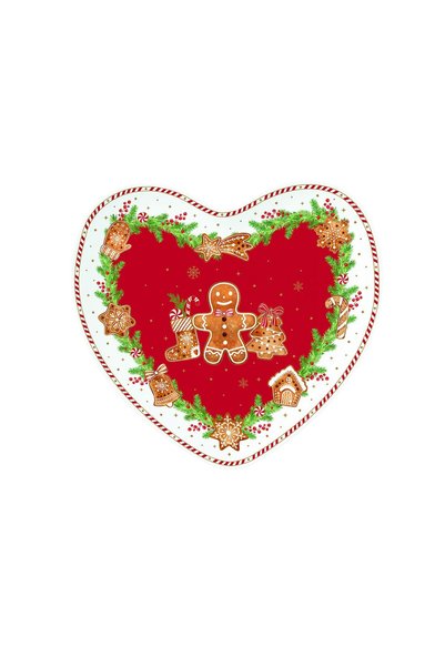 EasyLife Heart-shaped platter, porcelain, 20 × 19 cm, "Fancy Gingerbread" - E...