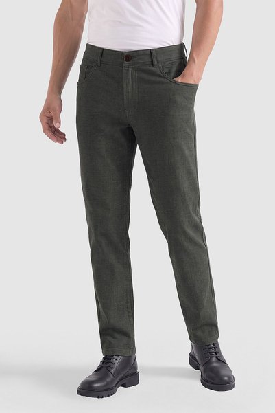 Bisse Khaki Textured 5-Pocket Men's Trousers