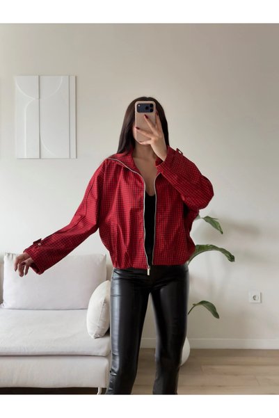 Zoom Butik Ekose Desen Balon Ceket