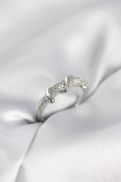 Angel Of Life Silver Color Zircon Stone Spiral Snake Model Women's Ring