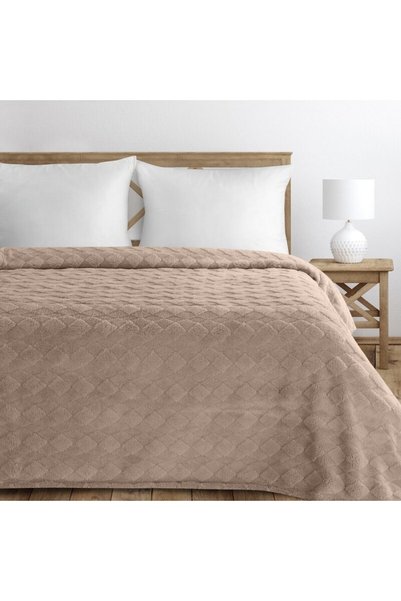 Design 91 Patura cuvertura de pat 200x220 Nancy bej inchis cu efect 3D D91