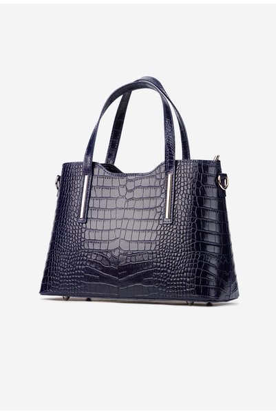 Dasha Geanta dama bleumarin din piele model croco