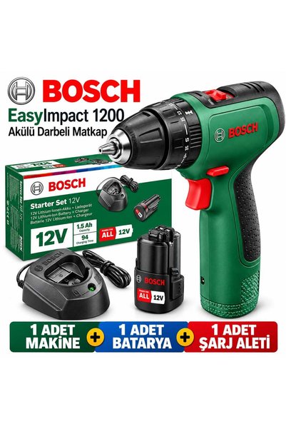 Bosch EasyImpact 1200 12V Akülü Darbeli Matkap Seti KARTON KUTULU (1 Adet Mak...