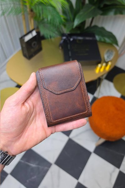 CüzCan Vintage Taba Nova Magnetic Genuine Leather Men's Wallet – with Capacit...
