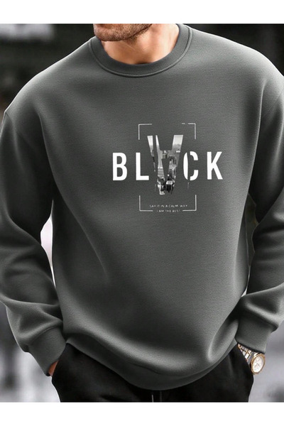 KOZZ STYLE Unisex Women's and Men's 3-Yarn Organic Cotton Oversize Black Fron...