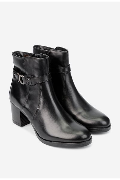 Dasha Botine dama negre din piele naturala