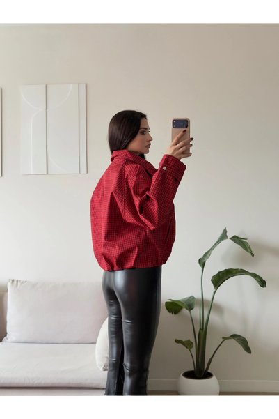 Zoom Butik Ekose Desen Balon Ceket