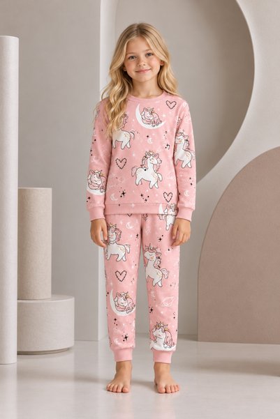 zahider Set de pijamale cu mâneci lungi pentru fetițe, din 100% bumbac