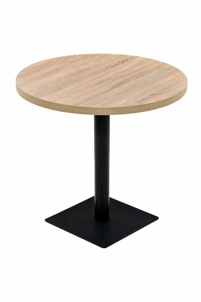 vidaxl Masă bistro, MDF și oțel, rotundă, 80x75 cm, culoare stejar