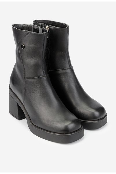 Dasha Botine dama negre din piele naturala