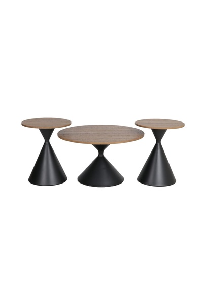 IN HOME STORE Modern Design Wood and Metal Side Service Table Brown and Black...