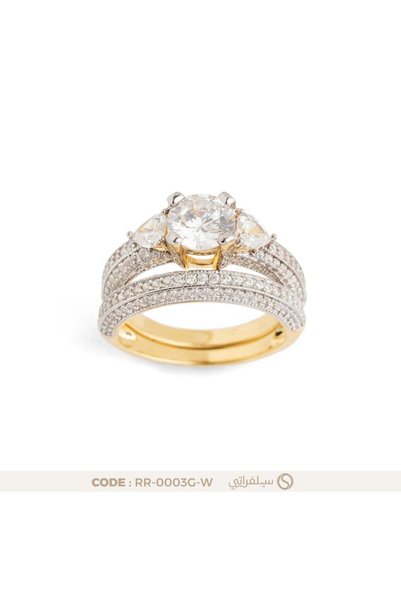 silveraty خاتم نسائي توينز مرصع بالزركون فضة عيار 925 مطلي بالروديوم وماء الذهب