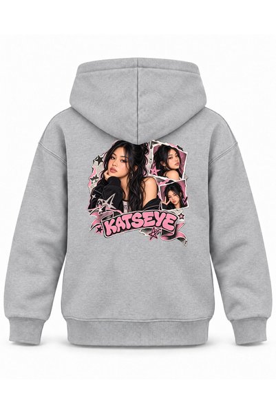 SVART WEAR Katseye Ripped Cuff Character Printed Children's Hooded Sweatshirt