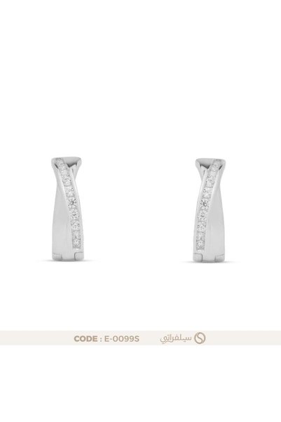 silveraty حلق نسائي أندورا بخط زركون مائل فضة عيار 925 مطلي بالروديوم