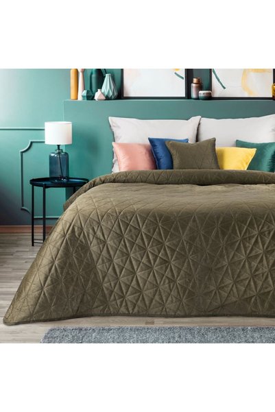 Eurofirany Cuvertura decorativa 170x210 Luiz 3 catifea maro cu model geometric