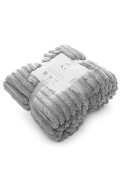 Design 91 Cuvertura Design 91, 200x220cm, microfibra, argintie, cu textura in...