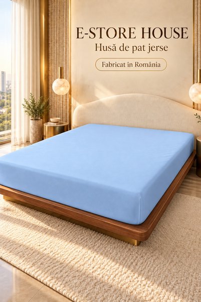 RALEX PUCIOASA Husă de pat jerse 100% bumbac, bleu