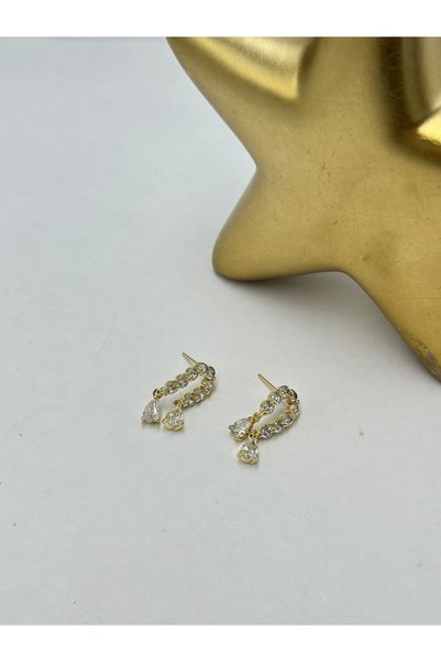 BYYEŞO Minimal Steel Earrings with Drops and Single Stone