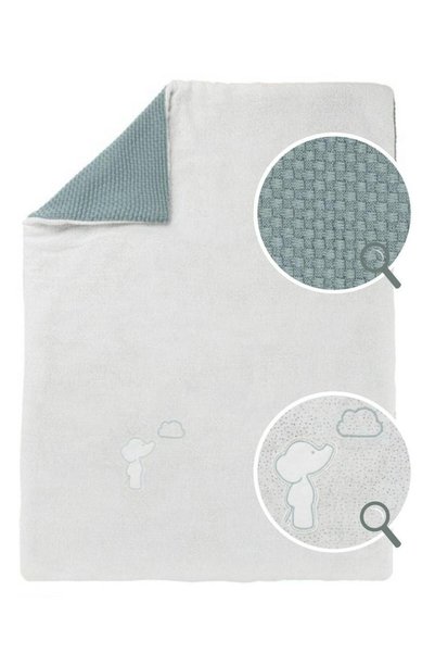 Nattou Patura bebe 75x100 Axel&Luna alb gri fata-verso